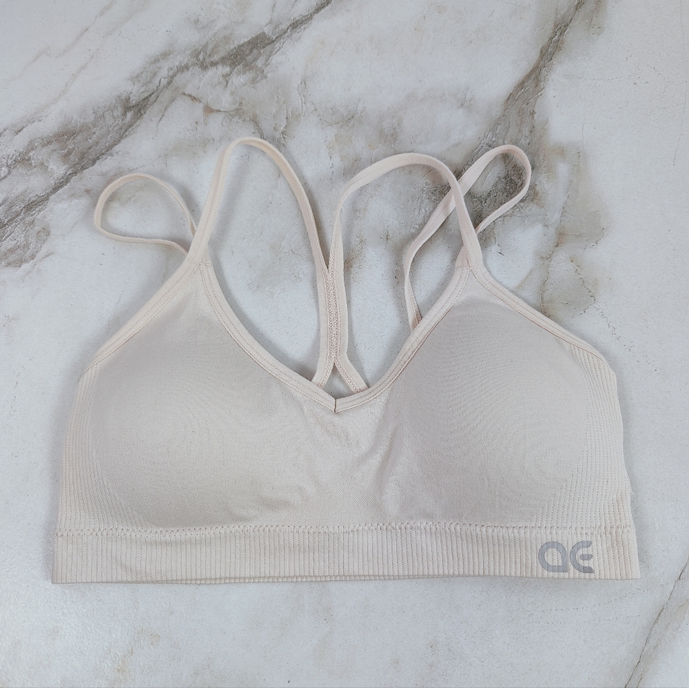 Athletic Essentials Girls Teen Cream Racerback Sports Training Bra, Sz S